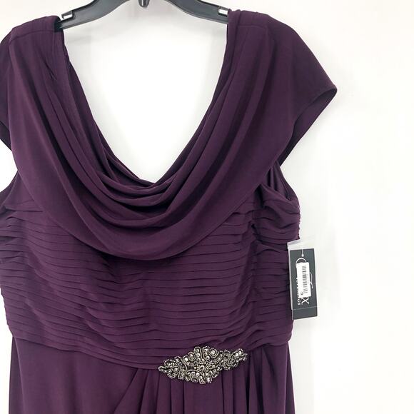 ALEX EVENINGS Matte Jersey A-Line Dress Size 16 Eggplant Purple Cowlneck NWT - Picture 5 of 12